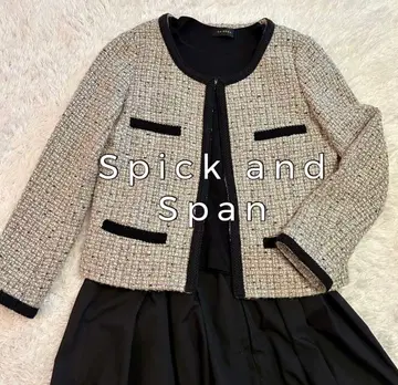 새상품급 spick and span 노카라 트위드 자켓 라메 S사이즈