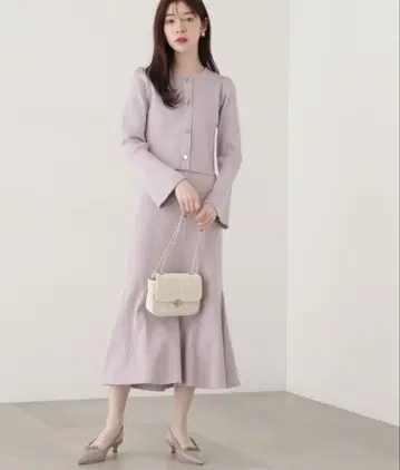 프로포션 바디 드레싱 키라 버튼 리브 니트 셋업