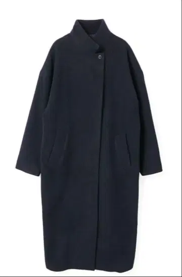미즈이로 인드 울 블렌드 스탠드 카라 코트 블랙