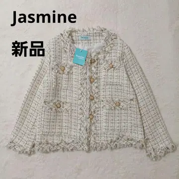 미사용 새상품 [ Jasmine ] 고져스 프린지 트위드 자켓 골드 버튼