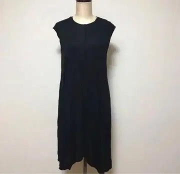 블랙 슬리브리스 롱 원피스