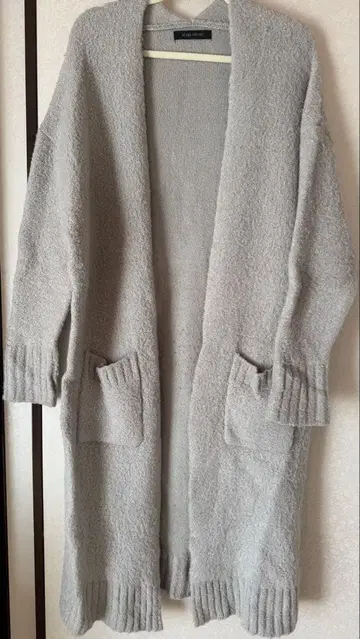 BLISS POINT 그레이 니트 롱 코트 F