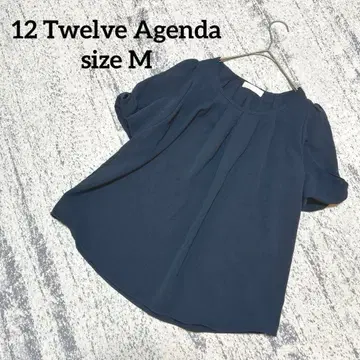 [트웰브아젠다] 블라우스 소매 리본 네이비 M 반팔 오피스 캐주얼