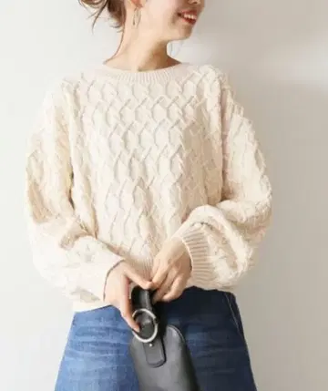 새상품급 Spick & Span 케이블 니트 아이보리