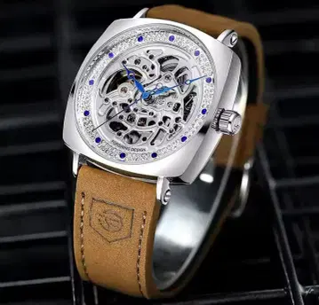 자동 태엽 스켈레톤 디자인 손목시계