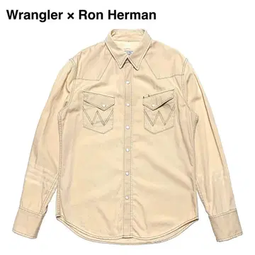 고품질 랭글러 x 론 헤르만 유즈드 가공 데님 웨스턴 셔츠 M