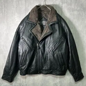 최고급 가죽 보아 더블 라이더 자켓 블랙 천연 가죽 빈티지