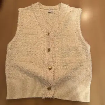 green label relaxing 아이보리 니트 베스트 트위드