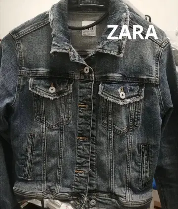 [ ZARA ] 다크 블루 데님 자켓 데미지