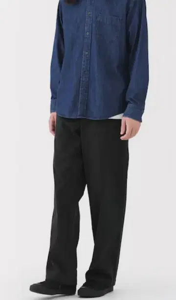 무인양품 신사 워싱 헤링본 베이커 팬츠 블랙 M