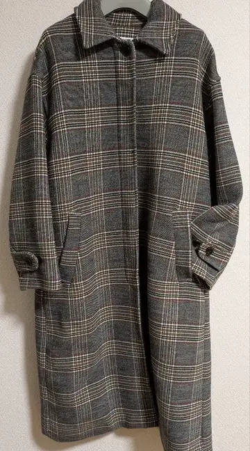 니코앤드 - 그레이 계열 체크 롱 코트 사이즈 3