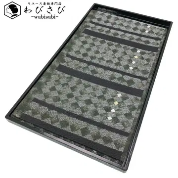 후쿠로 오비 모던한 마름모 무늬 금은사 남색 바다 파래색 O-4608