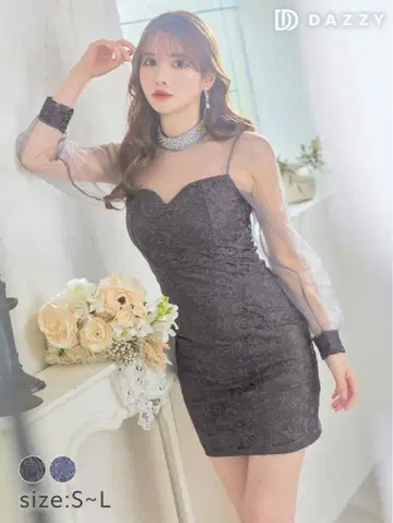 dazzy 그레이 레이스 타이트 드레스 M