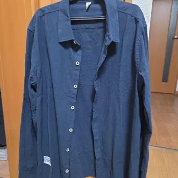 네이비 코튼 긴팔 셔츠
