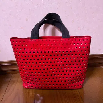 MOSCHINO 빨간색 펀칭 토트백