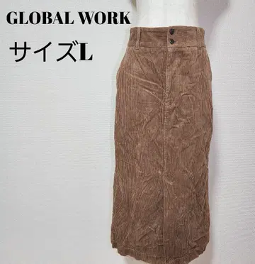 글로벌 워크 M 브라운 코듀로이 타이트 스커트 롱 기장 가을/겨울