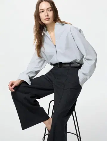 유니클로 브러쉬드 저지 와이드 팬츠 다크 그레이 XS