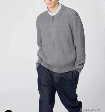 유니클로 UNIQLO 크루넥 풀 집업 가디건 S