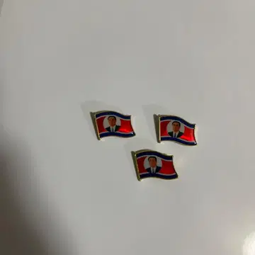 북한 국기와 인물 핀즈 세트