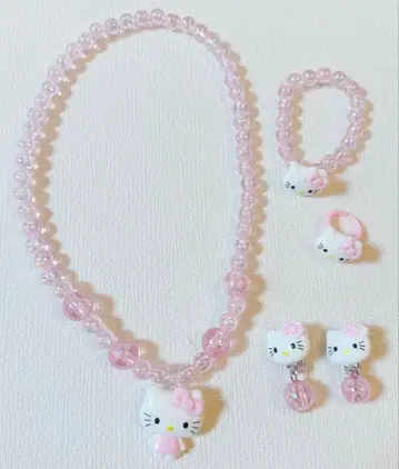 [ 새상품 ] 헬로키티 비즈 액세서리 4세트 핑크