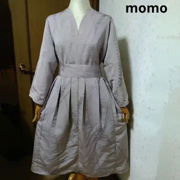 순수 실크  허리 리본 포함 턱 들어간 원피스 기모노 리메이크