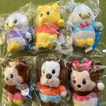 디즈니 캐릭터 봉제 인형 키링 6개 세트