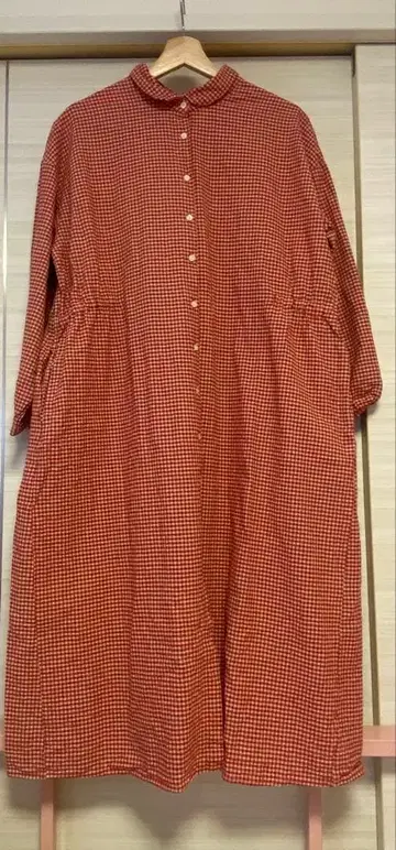 sm2 빨간색과 화이트 체크 무늬 셔츠 원피스