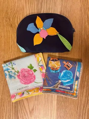 LEONARD 레오나르 손수건과 파우치 세트