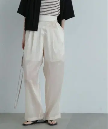 N.Natural Beauty Basic 시어 새틴 와이드 팬츠