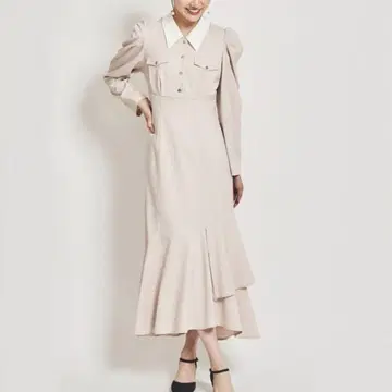 트란테안 손 드 모드 배색 카라 일레헴 원피스