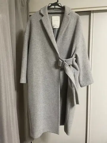 ELENDEEK 허리 벨트 포함 그레이 롱 코트