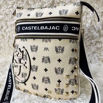 CASTELBAJAC 숄더백 스터드 가죽 올 패턴 로고 와펜