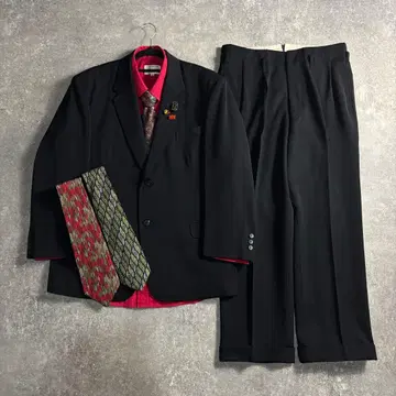 [vintage] 셋업 싱글 수트 모드 블랙 극상 울