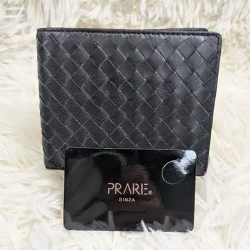 PRARE GINZA 접이식 지갑 가죽 뜨개질 블랙