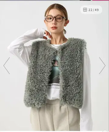 새상품 BAYFLOW 퍼 베스트 그레이