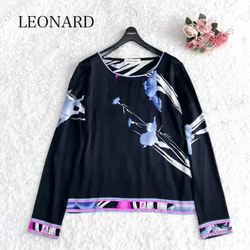 근년 실크 혼방 레오나르 최고급 티셔츠 상의 포코포코 원단 M