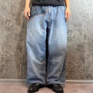 00s ROCA WEAR 배기진 HIPHOP 초와이드 패치워크