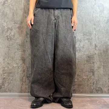 90s 빈티지 배기 블랙 데님 USA 초와이드 스트릿 W40