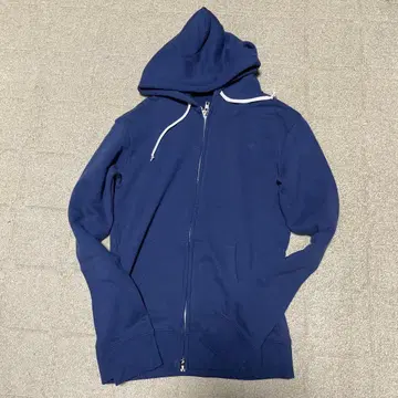 네이비 풀 집업 후드티 그런지 더블 지퍼