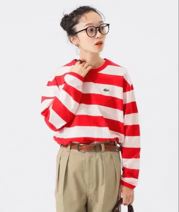 라코스테 보더 롱 슬리브 T셔츠