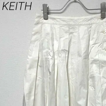 KEITH 롱 스커트 플리츠 프론트 버튼 심플 안감 부착