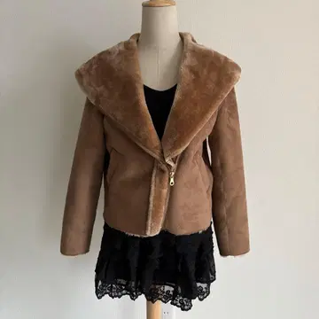 스트로베리 필드 스웨이드 느낌 보아 자켓 브라운