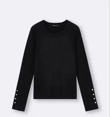 지유 리브 니트 버튼 슬리브 풀오버 XL 화이트 블랙 세트