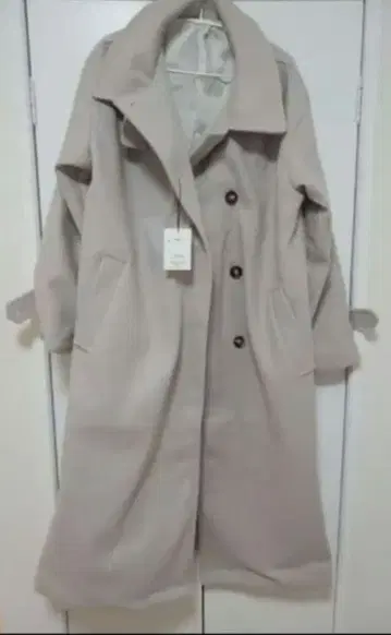 새상품 그레일 베이지 울 롱 코트 L 사이즈 빅