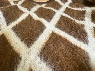 60s 70s 모헤어 니트 모헤어 V넥 아가일 mohair 털길이 김