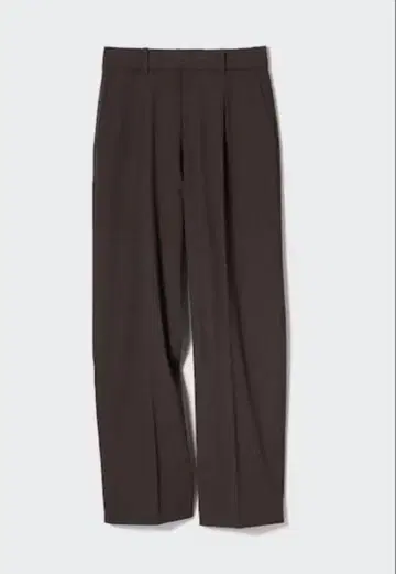 유니클로 턱 와이드 팬츠 여성용 L 다크 브라운