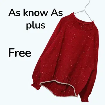 As know As plus 빨간색 네프 짜임 스웨터 Free 하이넥