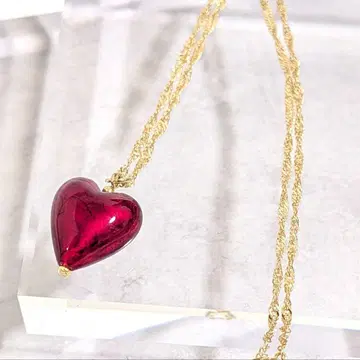 베네치안 유리 로쏘 체인 목걸이