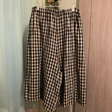 nop de nod 린넨 블랙 깅엄 체크 가우초 팬츠 M-L