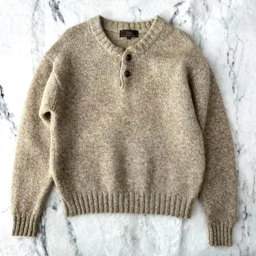 새상품급 seahop 헨리넥 니트 스웨터 싸개 단추 울